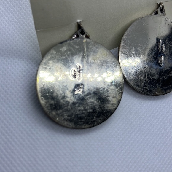 VINTAGE EARRINGS STERLING SILVER SCREW-BACK POST WESTERN BRONCO DESIGN EAR RINGS - Picture 9 of 11